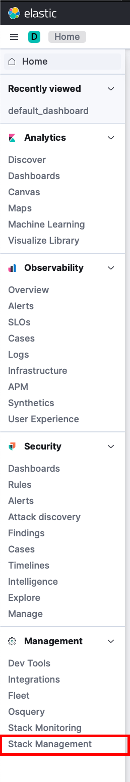 Kibana Stack Management