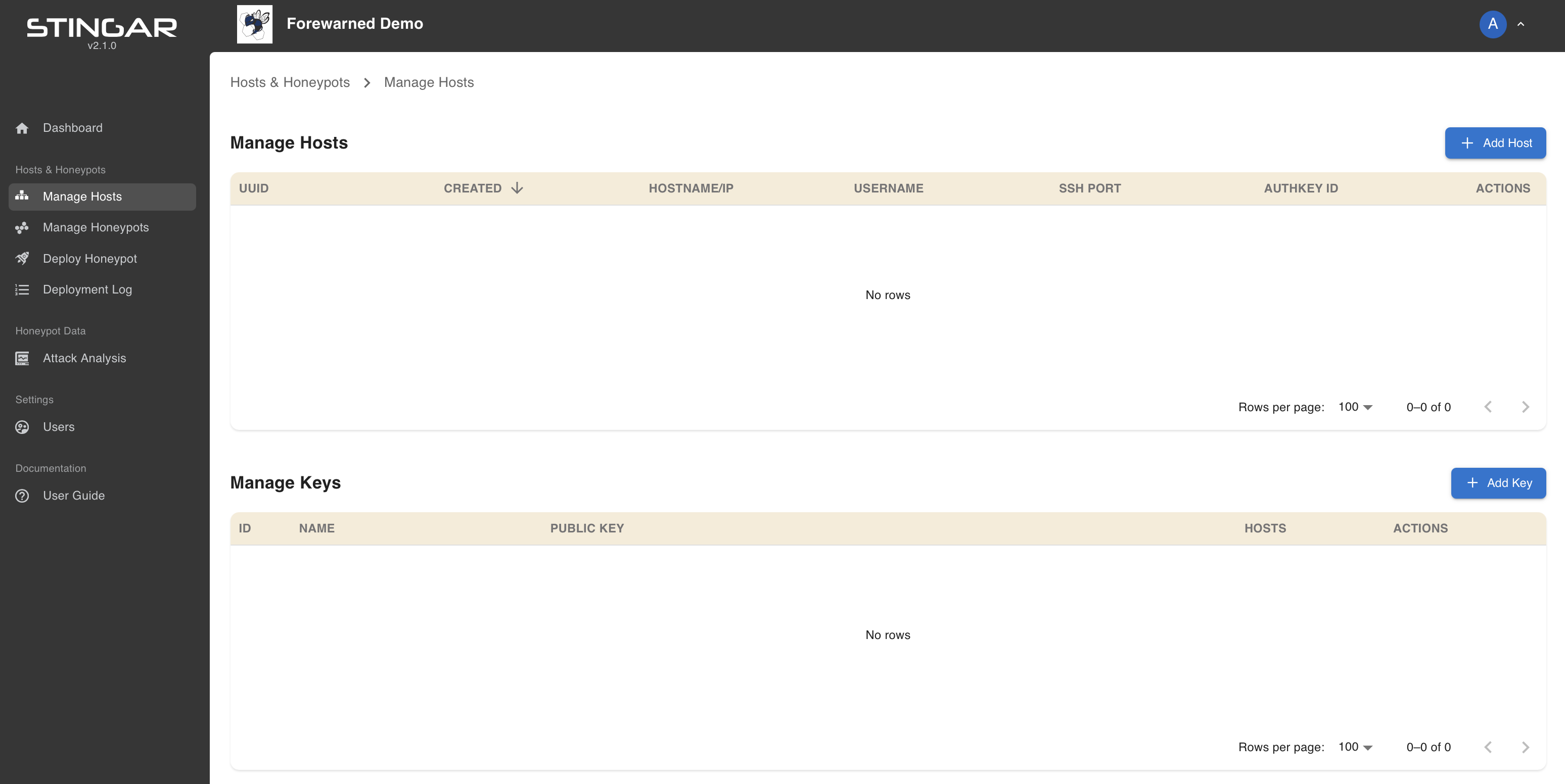 Host Index Page