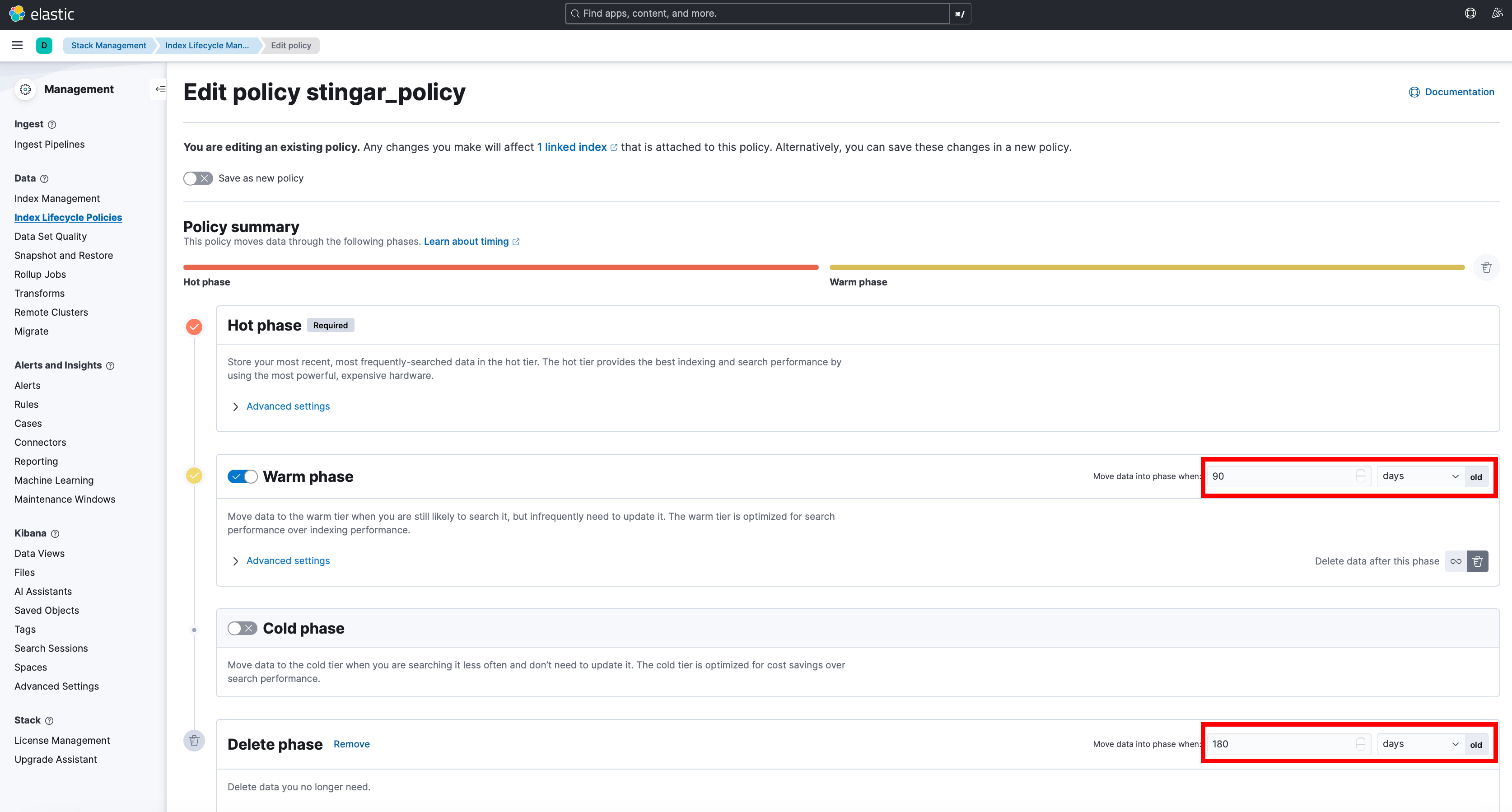 Edit ILM Policy